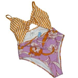 CUPSHE monokini- striped/floral